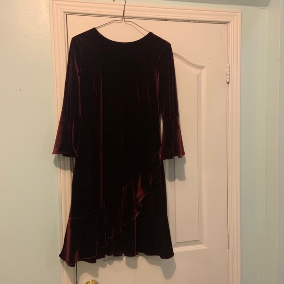 Lauren Ralph Lauren Dresses & Skirts - Ralph Lauren Burgundy Velvet Dress Bell Sleeves